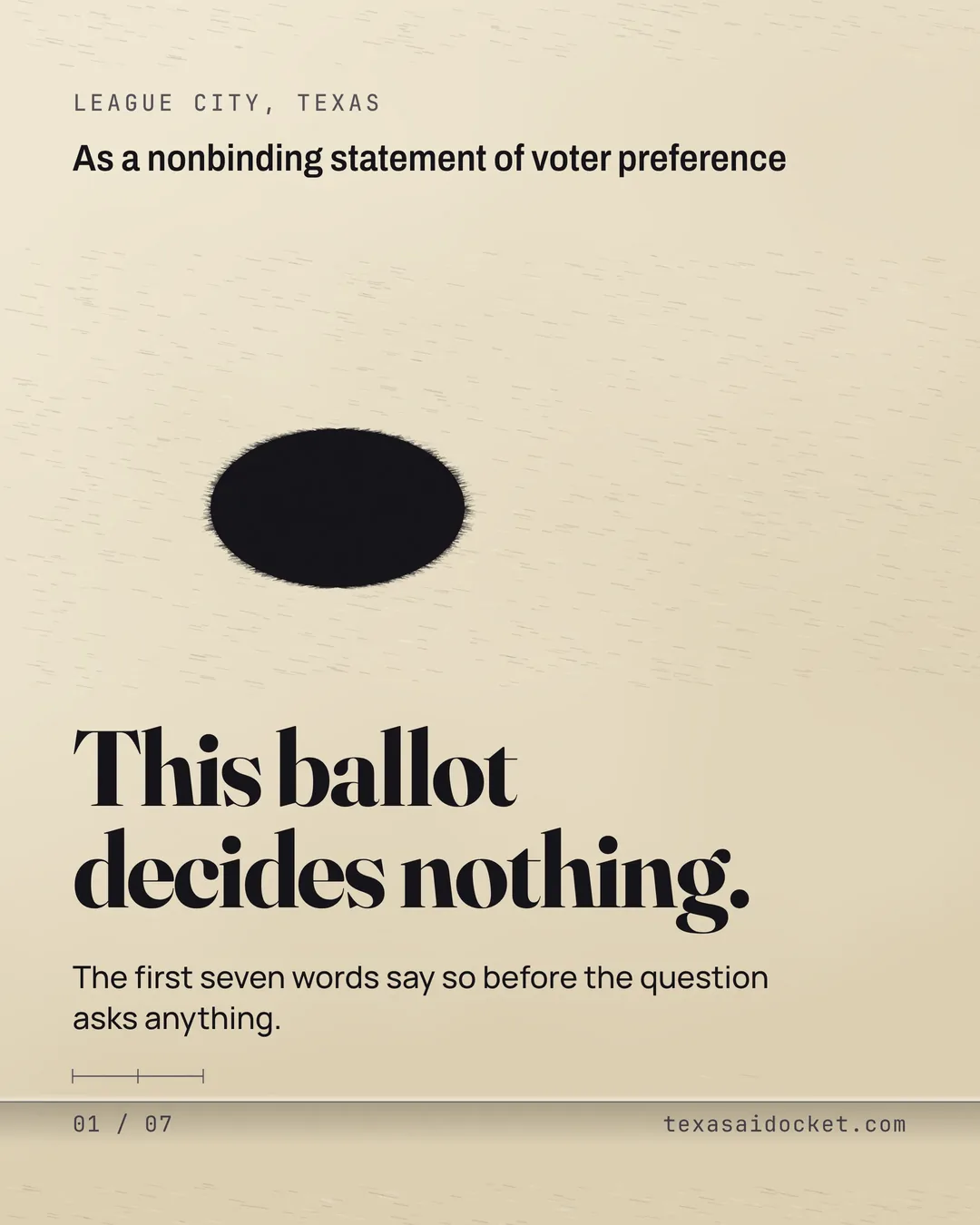 Cover slide, The ballot that decides nothing