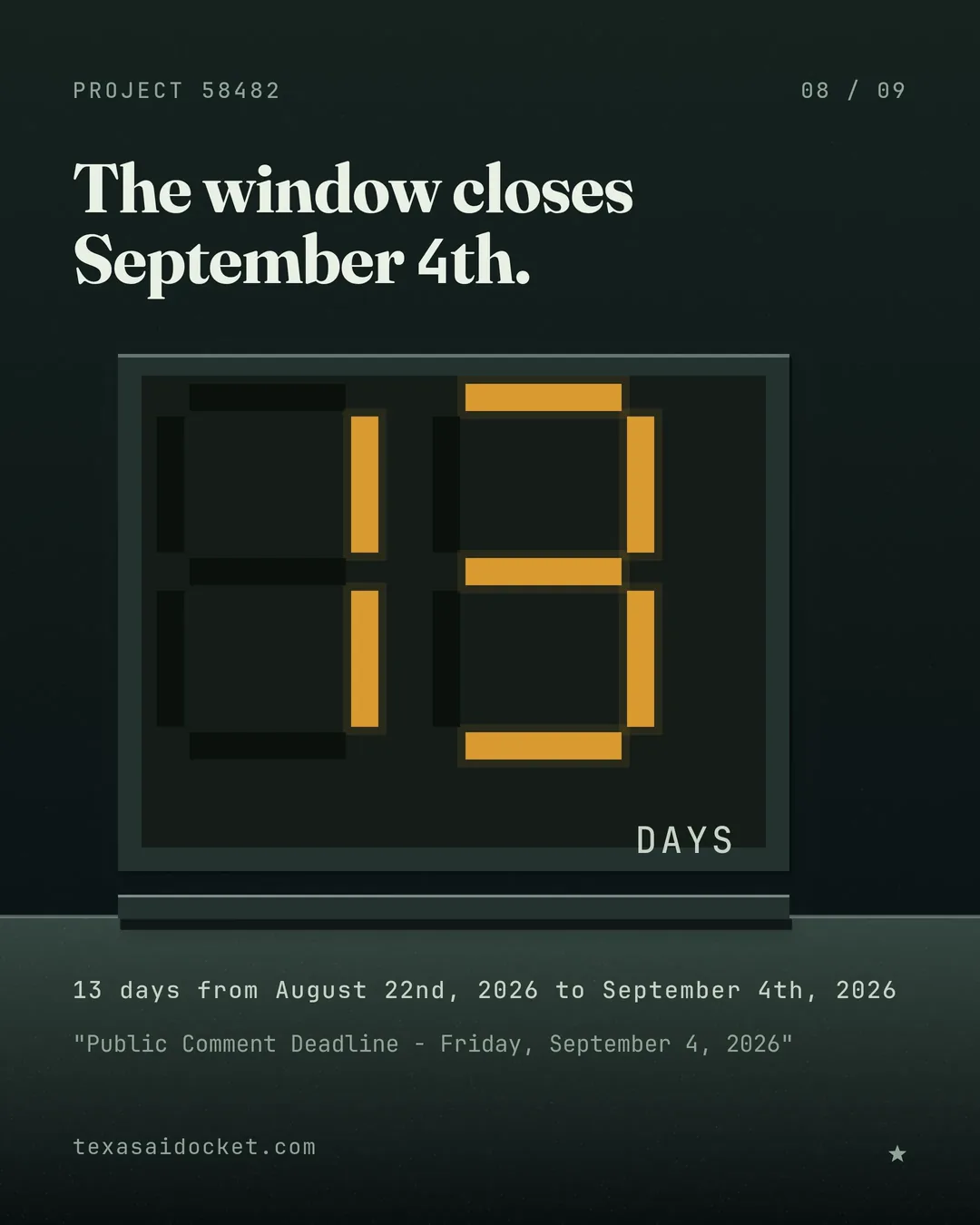 The window closes September 4th.