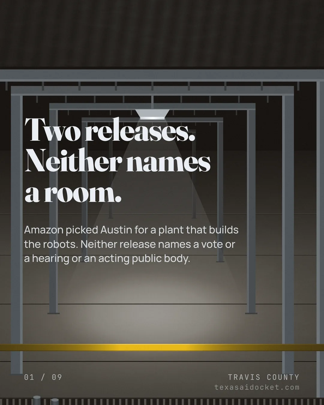 Cover slide, Two releases. Neither names a room.