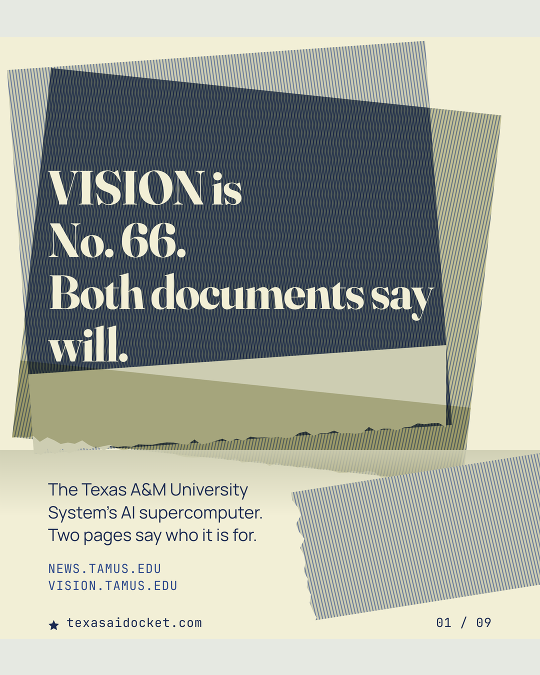 Cover slide, VISION is No. 66. Both documents say will.