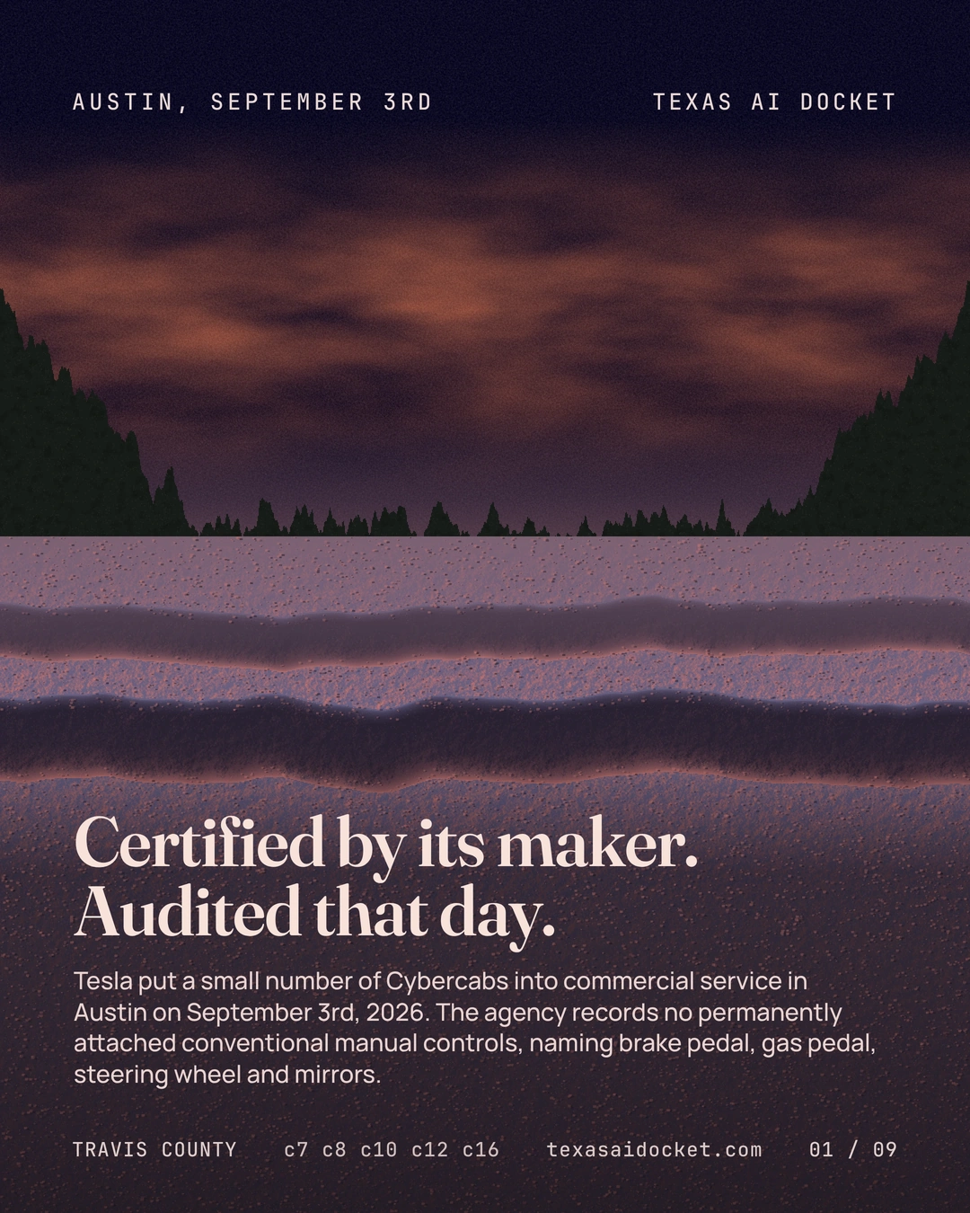 Cover slide, Certified by its maker. Audited that day.