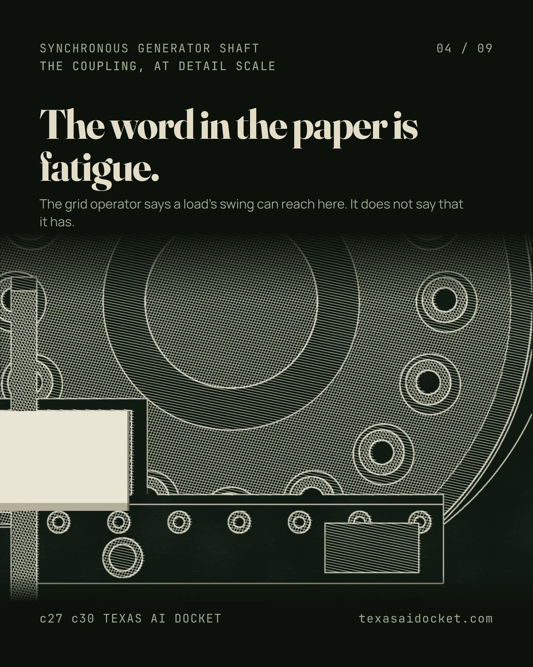 The word in the paper is fatigue. The grid operator says a load's swing can reach here. It does not say that it has.