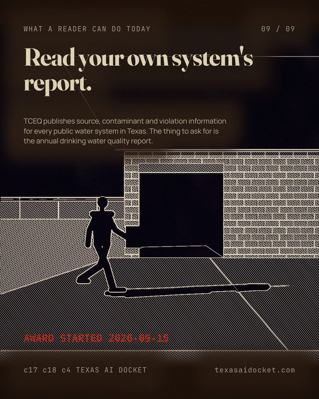 Read your own system's report. TCEQ publishes source, contaminant and violation information for every public water system in Texas. The thing to ask for is the annual drinking water quality report.