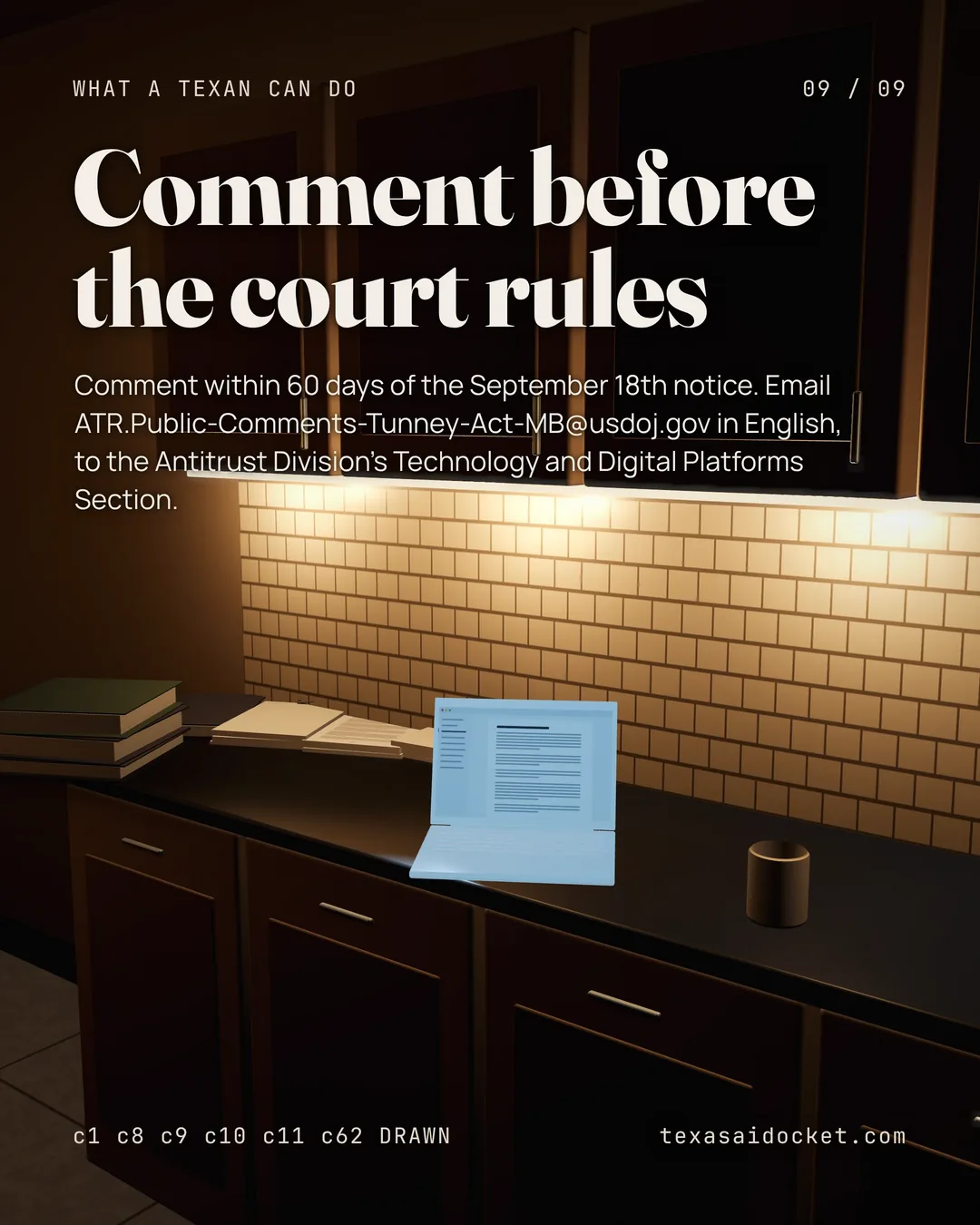 Comment within 60 days of the September 18th notice. Email ATR.Public-Comments-Tunney-Act-MB@usdoj.gov in English, to the Antitrust Division's Technology and Digital Platforms Section.