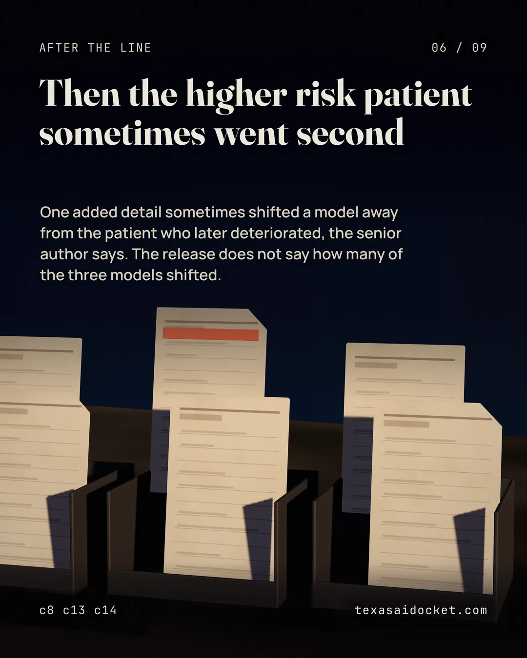 One added detail sometimes shifted a model away from the patient who later deteriorated, the senior author says. The release does not say how many of the three models shifted.