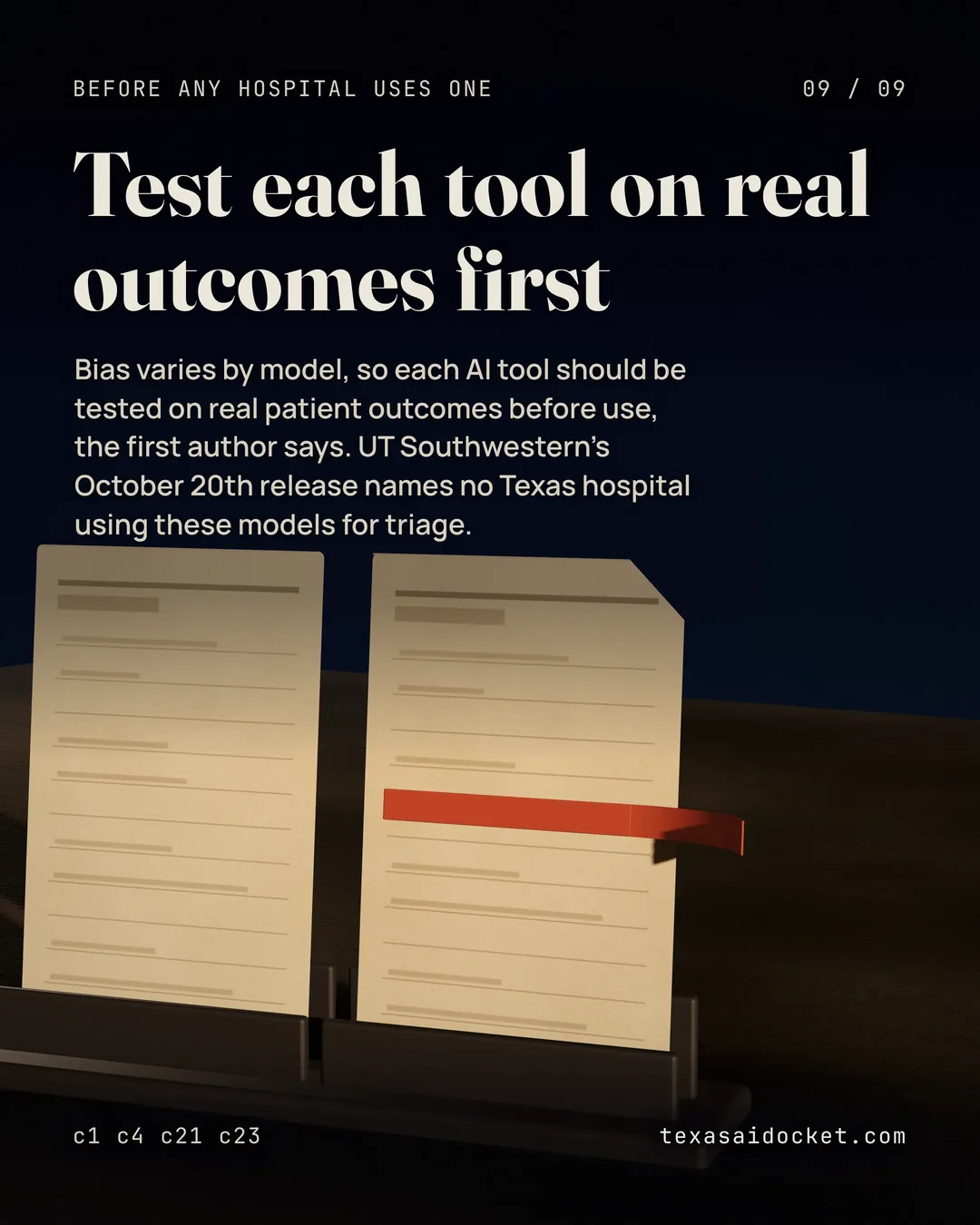 Bias varies by model, so each AI tool should be tested on real patient outcomes before use, the first author says. UT Southwestern's October 20th release names no Texas hospital using these models for triage.